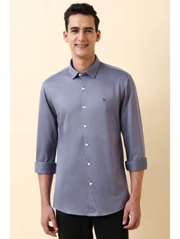 Allen Solly - Mens Grey Solid Full Sleeves Casual Shirt