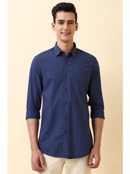 Allen Solly - Mens Navy Blue Checks Full Sleeves Casual Shirt