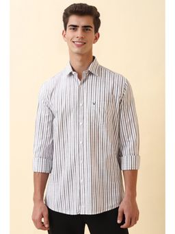 Allen Solly - Mens White Stripes Full Sleeves Casual Shirt