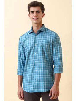Allen Solly - Mens Light Blue Checks Full Sleeves Casual Shirt