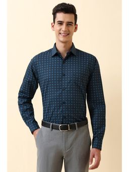 Allen Solly - Mens Navy Blue Print Full Sleeves Formal Shirt