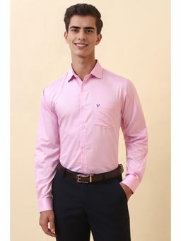 Allen Solly - Mens Pink Textured Full Sleeves Formal Shirt