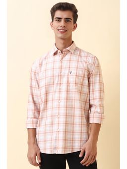 Allen Solly - Mens Pink Checks Full Sleeves Casual Shirt