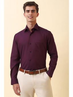 Allen Solly - Mens Maroon Textured Full Sleeves Formal Shirt