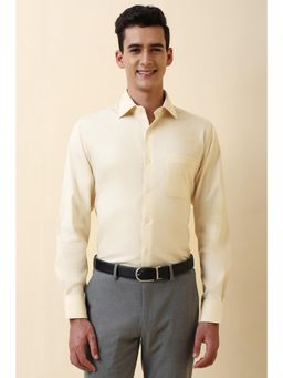 Allen Solly - Mens Beige Textured Full Sleeves Formal Shirt