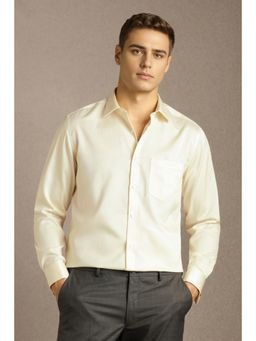 Louis Philippe - Mens Beige Textured Full Sleeves Formal Shirt