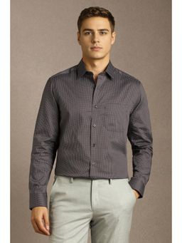 Louis Philippe - Mens Brown Print Full Sleeves Formal Shirt