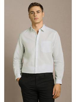 Louis Philippe - Mens White Solid Full Sleeves Formal Shirt