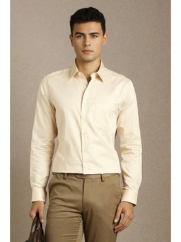 Louis Philippe - Mens Beige Solid Full Sleeves Formal Shirt