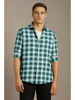 Louis Philippe - Mens Green Checks Full Sleeves Casual Shirt