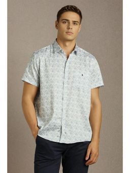 Louis Philippe - Mens White Checks Half Sleeves Casual Shirt