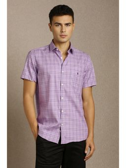 Louis Philippe - Mens Lilac Checks Half Sleeves Casual Shirt