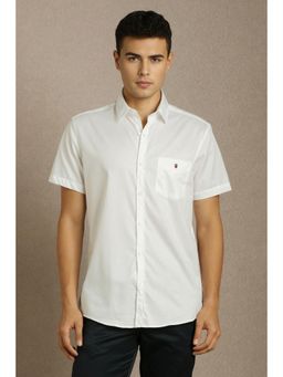 Louis Philippe - Mens White Solid Half Sleeves Casual Shirt