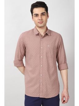 Peter England - Mens Pink Slim Fit Print Full Sleeves Casual Shirt