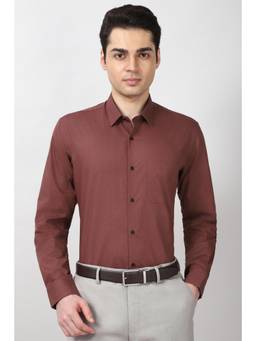 Peter England - Mens Brown Regular Fit Full Sleeves Formal Shirt