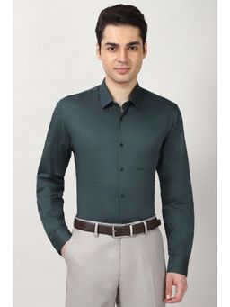 Peter England - Mens Green Slim Fit Full Sleeves Formal Shirt