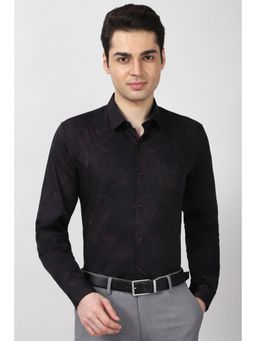 Peter England - Mens Black Slim Fit Full Sleeves Formal Shirt