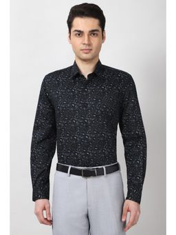 Peter England - Mens Black Slim Fit Full Sleeves Formal Shirt