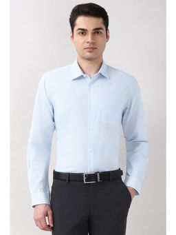 Peter England - Mens Light Blue Slim Fit Full Sleeves Formal Shirt