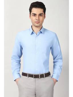 Peter England - Mens Light Blue Slim Fit Full Sleeves Formal Shirt