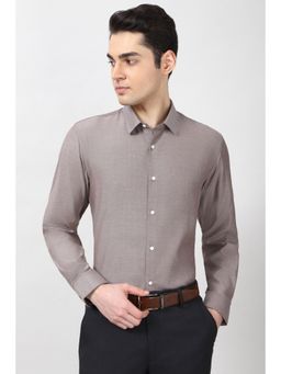 Peter England - Mens Brown Slim Fit Full Sleeves Formal Shirt