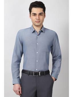 Peter England - Mens Blue Slim Fit Full Sleeves Formal Shirt