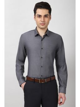 Peter England - Mens Grey Slim Fit Full Sleeves Formal Shirt