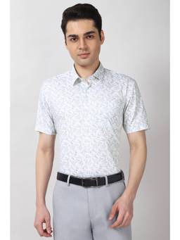 Peter England - Mens White Regular Fit Half Sleeves Formal Shirt
