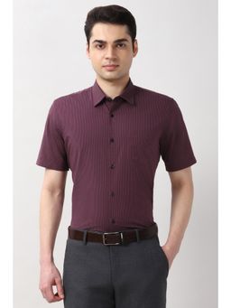 Peter England - Mens Wine Regular Fit Half Sleeves Formal Shirt