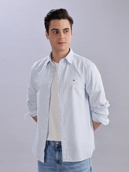 Tommy Hilfiger - Mens Stripes Regular Fit Satin Weave Shirt