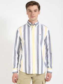 Tommy Hilfiger - Mens Multi Color Stripes Relaxed Fit Oxford Shirt