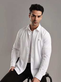 Tommy Hilfiger - Mens White Solid Slim Fit Polyester Shirt