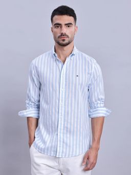 Tommy Hilfiger - Mens Stripes Regular Fit Plain Shirt