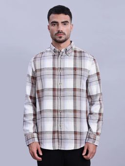 Tommy Hilfiger - Mens Brown Checks Regular Fit Cotton Shirt