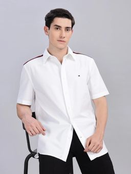 Tommy Hilfiger - Mens White Solid Regular Fit Satin Shirt