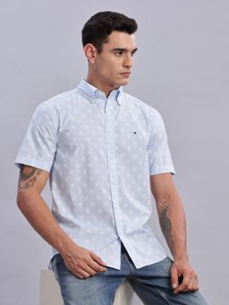 Tommy Hilfiger - Blue Typography Printed Regular Fit Plain Shirt