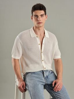 Tommy Hilfiger - Mens Beige Woven Relaxed Fit Cotton Shirt