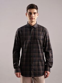Tommy Hilfiger - Mens Black Checks Slim Fit Cotton Shirt