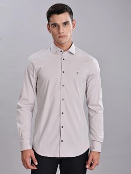 Tommy Hilfiger - Mens Grey Slim Fit Cotton Spread Collar Shirt