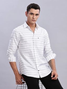 Tommy Hilfiger - Mens White Stripes Regular Fit Plain Shirt