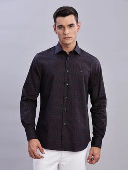 Tommy Hilfiger - Mens Navy Blue Printed Regular Fit Plain Shirt