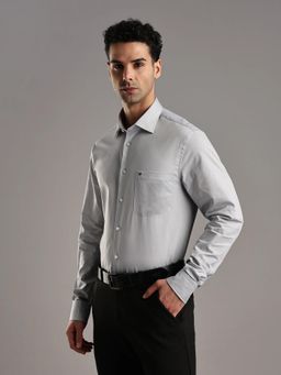 Tommy Hilfiger - Mens Grey Solid Regular Fit Cotton Shirt