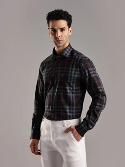 Tommy Hilfiger - Mens Black Checks Regular Fit Cotton Shirt
