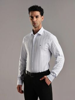 Tommy Hilfiger - Mens Blue Stripes Regular Fit Cotton Shirt