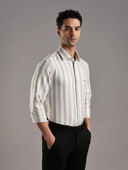 Tommy Hilfiger - Mens Green Stripes Regular Fit Cotton Shirt