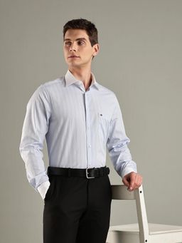 Tommy Hilfiger - Mens Blue Stripes Regular Fit Cotton Shirt