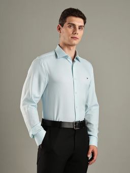 Tommy Hilfiger - Mens Blue Solid Regular Fit Lyocell Woven Shirt