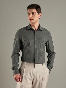 Tommy Hilfiger - Olive Checks Regular Fit Polyester Woven Shirt