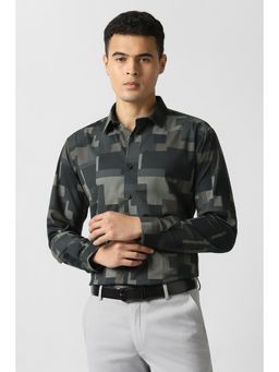 Van Heusen - Mens Grey Print Full Sleeves Party Shirt
