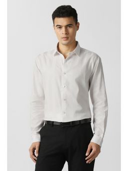 Van Heusen - Mens White Textured Full Sleeves Party Shirt